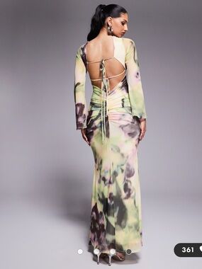 ASOS DESIGN long sleeve mesh maxi dress